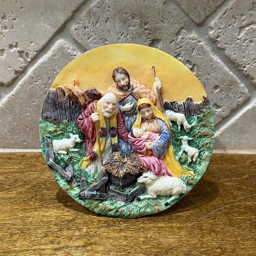 Colorful Nativity Scene Plate